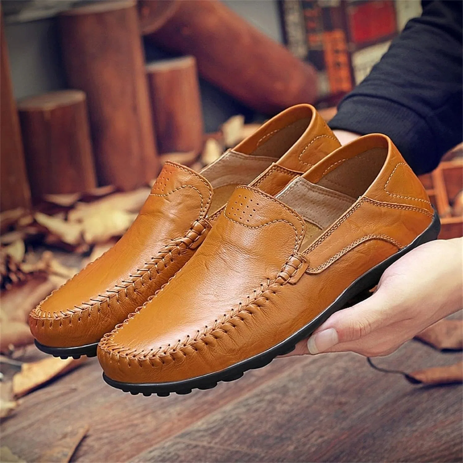 Мокасины мужские повседневные, Breathable Lightweight, Loafers & Slip-Ons, желтый — фото 2