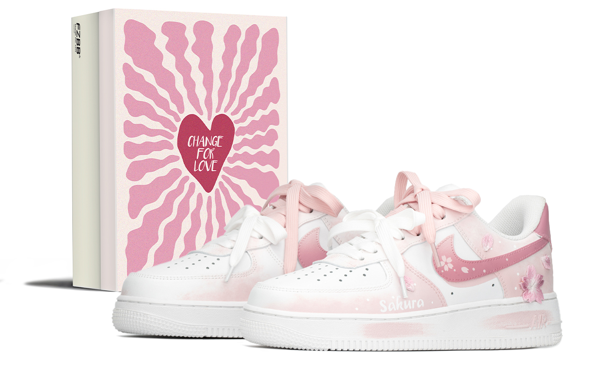 

Nike Air Force 1 LE нескользящие амортизирующие износостойкие низкие детские скейтбординг кроссовки pink white для подростков