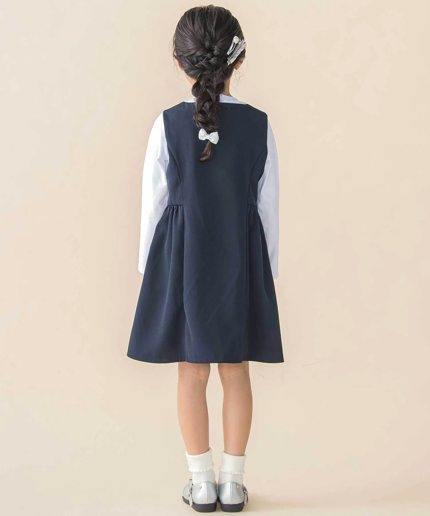 Детское платье-сарафан BeBe Petits Pois Vert трапеция песочное — фото 4