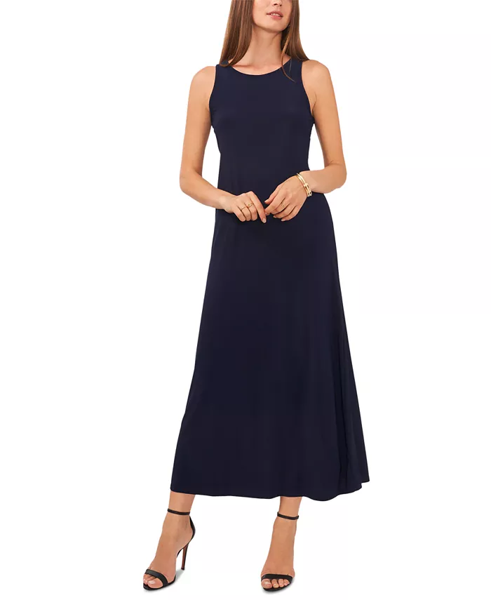 

Женское платье макси с круглым вырезом и вырезом на спине без рукавов Vince Camuto, синий