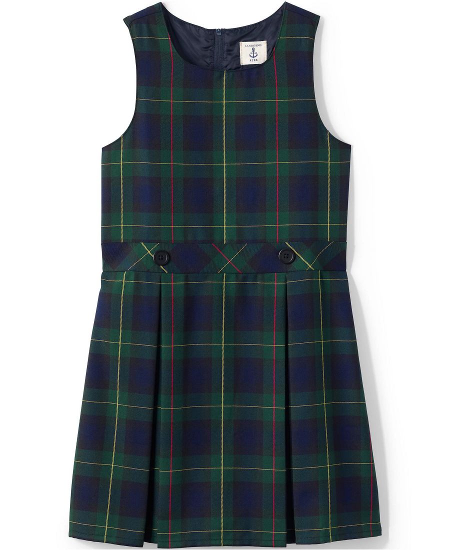 

Плэйз-комбинезон до колена для девочек старшего возраста Lands' End, Plaid hunter/classic navy
