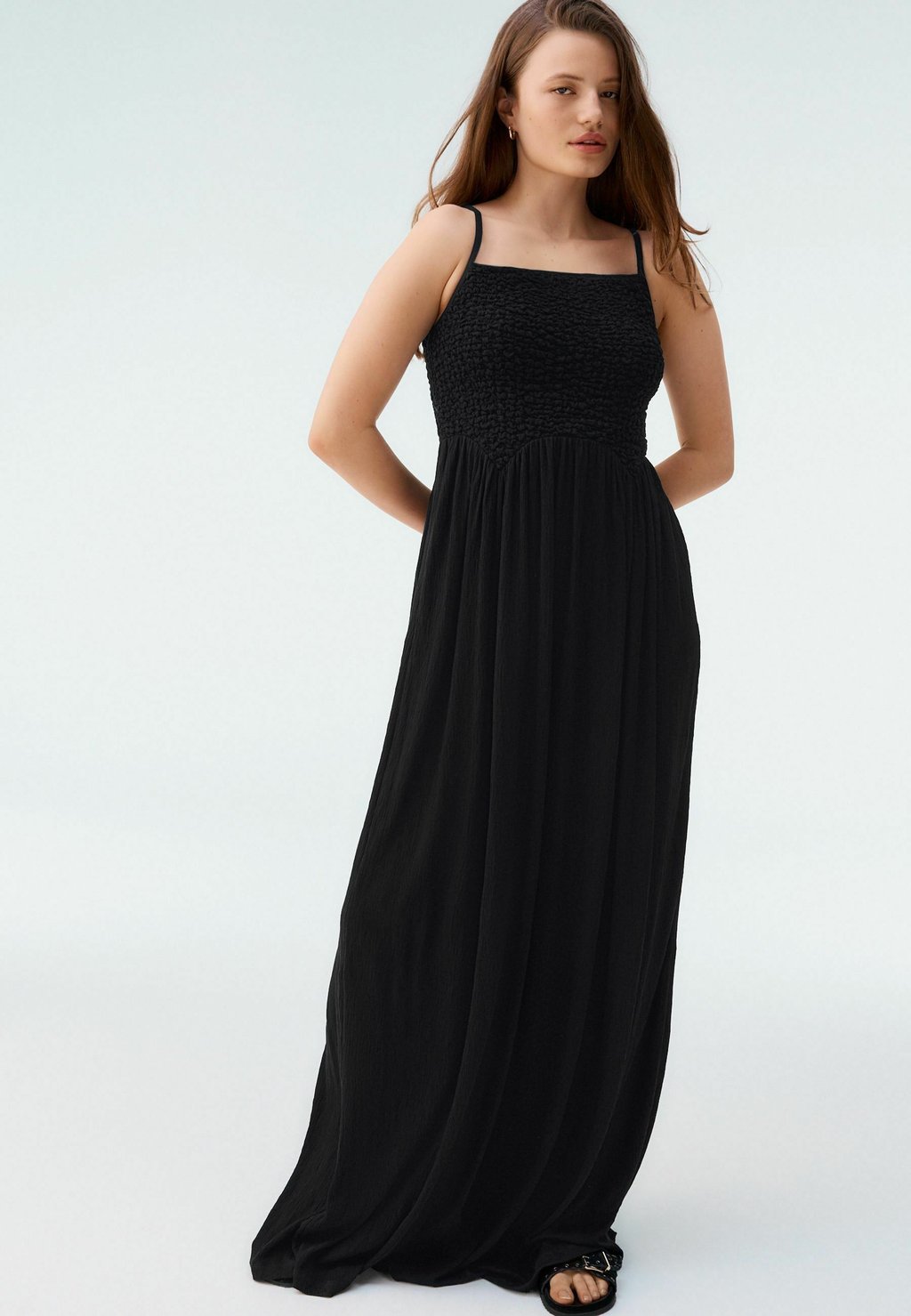 

Длинное платье STRAPPY SHIRRED Next, черный