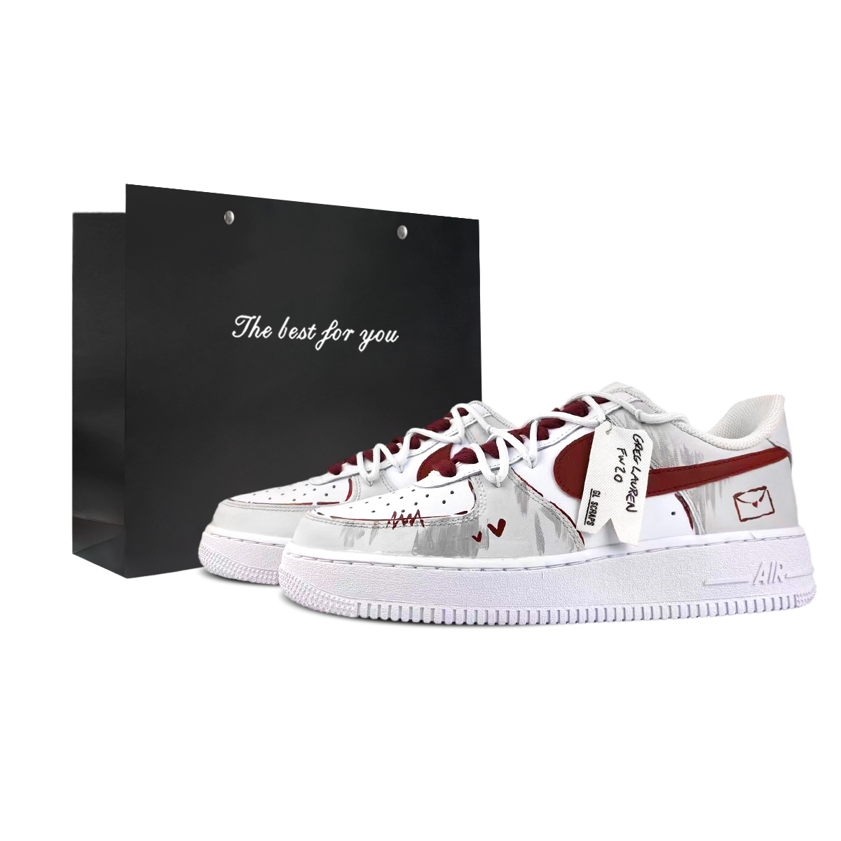

Кроссовки Air Force 1 BNK Blush Letter Low top Skateboard Unisex Coffee Nike, love letter-shopping bag
