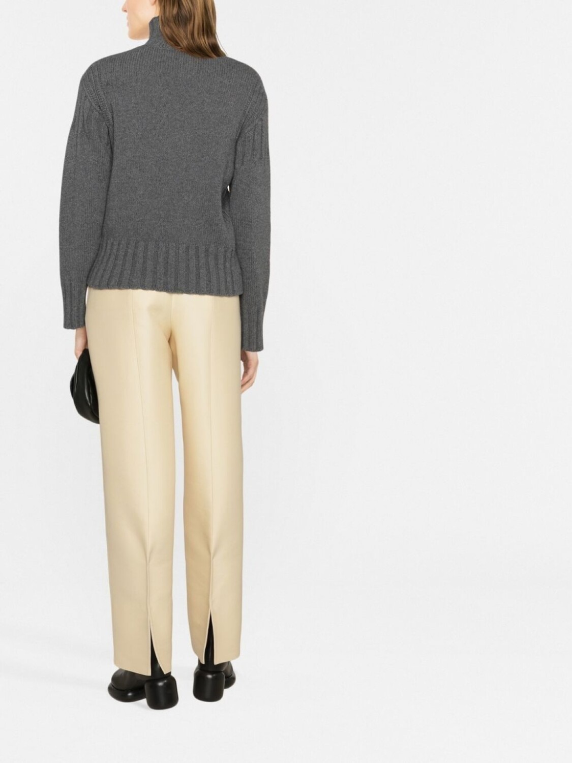 Jil Sander кашемировый джемпер с высоким воротником, серый — фото 4