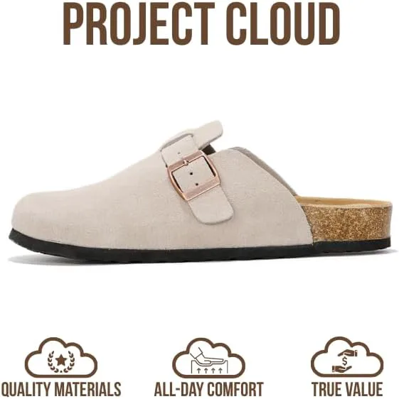 Мужские сабо Project Cloud - 100% натуральная кожа полного зерна, с мягкой подошвой из памяти формы и поддержкой свода стопы, натуральная пробковая стелька - нескользящие домашние тапочки для мужчин (Бруклин), серый — фото 3