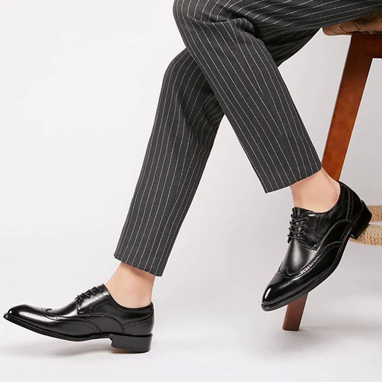 YUHAI Классическая форма Herrenschuhe zum Schnüren, Броги, Дерби, Бизнес-Kleiderschuhe, Черный-43 (UK8.5) — фото 4