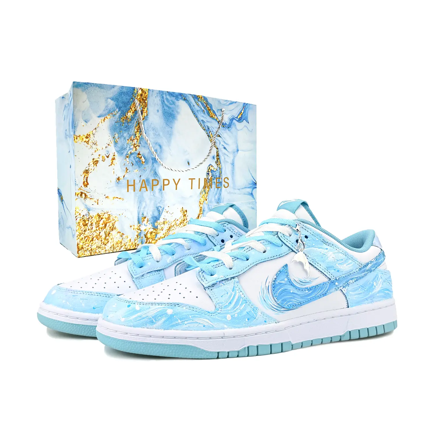 

Nike Кроссовки для скейтбординга Dunk, износостойкие, низкие, мужские, белые, синие