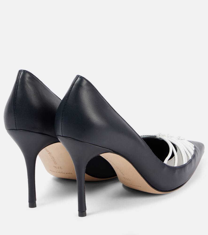 Туфли-лодочки Mareta 90 из кожи Manolo Blahnik, 4116 Navy/0515 Lgry — фото 2