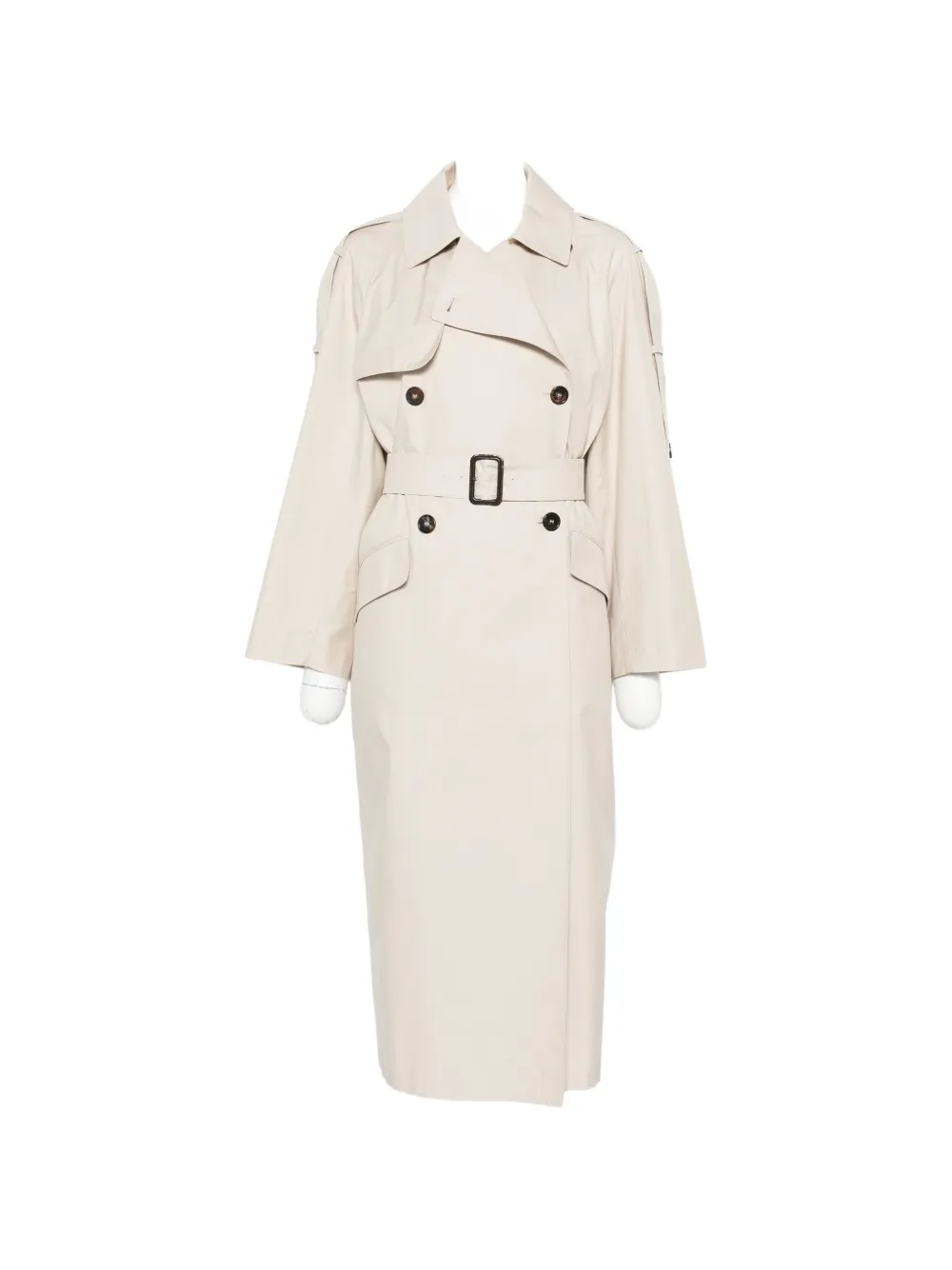 Двубортное пальто с поясом MAX MARA, бежевый