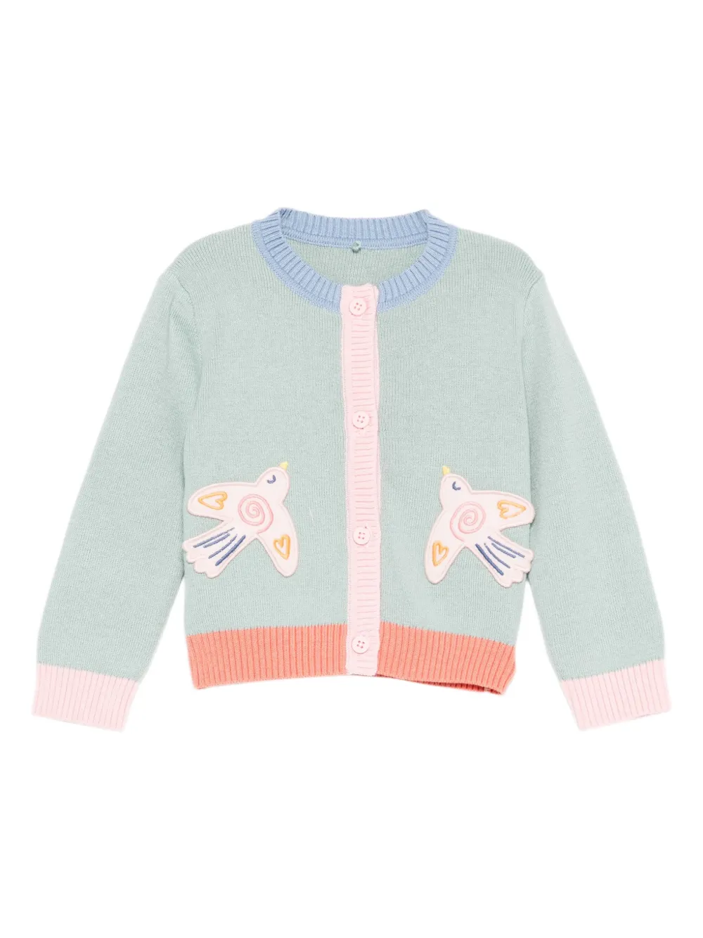 

Кардиган с нашивками птиц Stella McCartney Kids, зеленый