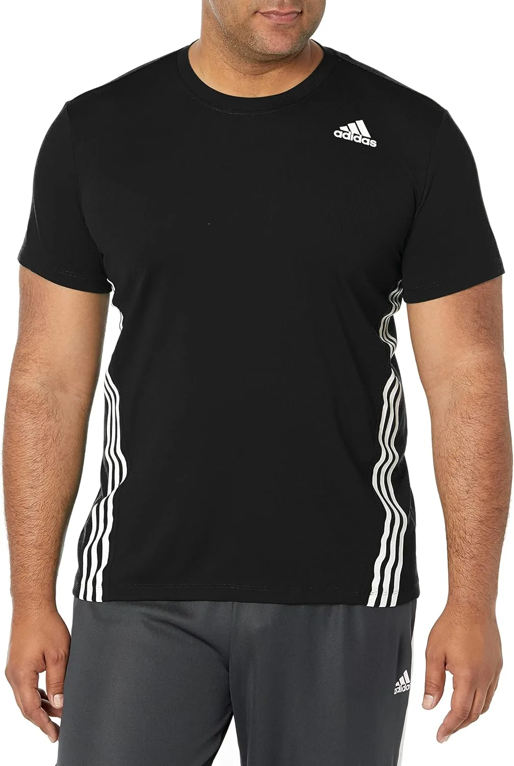 Футболка Adidas Aeroready с тремя полосками, черно-белый