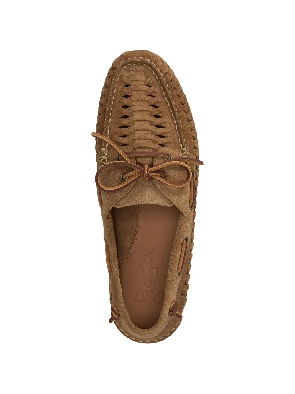 Плетеные кожаные лоферы POLO RALPH LAUREN, коричневый — фото 4