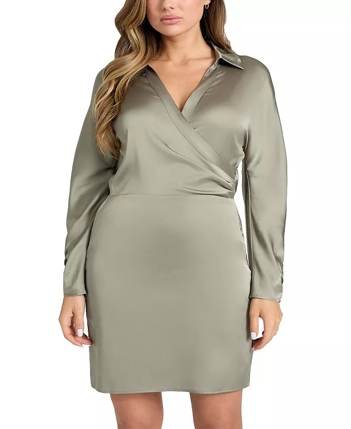 

Женское платье Tanya с воротником и длинными рукавами GUESS, зеленый