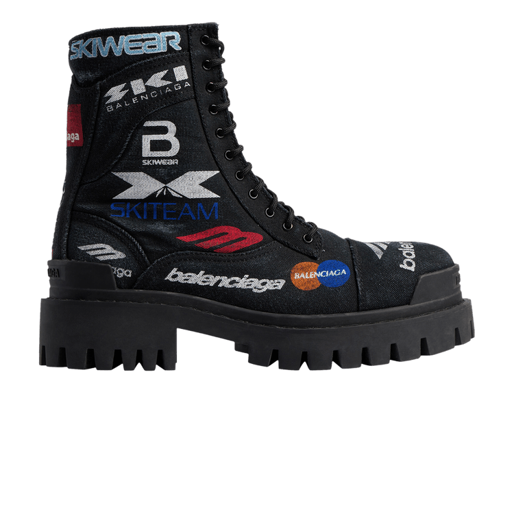 

Ботинки Balenciaga Combat Strike Boot 'Worn-Out - Black Allover Print', черный