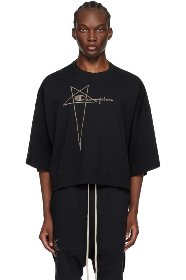 

Чемпионская версия укороченной футболки Tommy Rick Owens, черный
