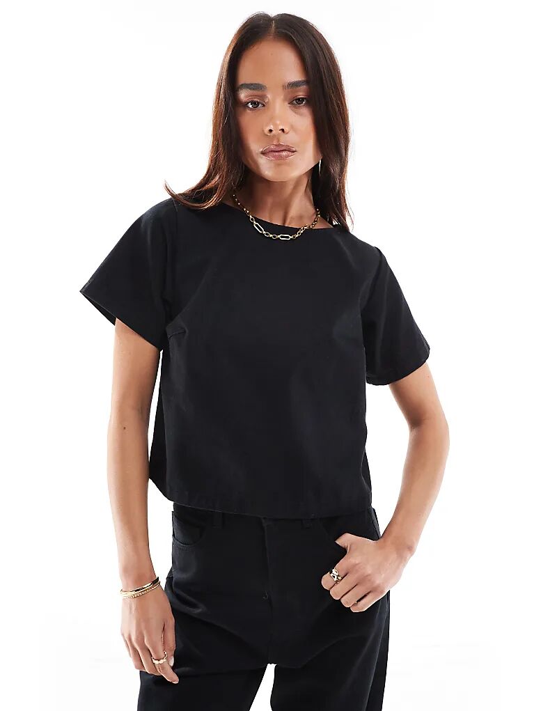 

Джинсовый топ с короткими рукавами черного цвета ASOS DESIGN