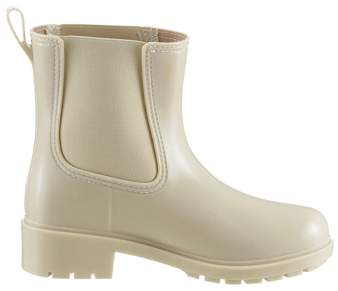 Tommy Hilfiger Ботинки челси "FLAG RAINBOOT", резиновые сапоги, блочный каблук, слипоны с петлей для затягивания, бежевый — фото 4