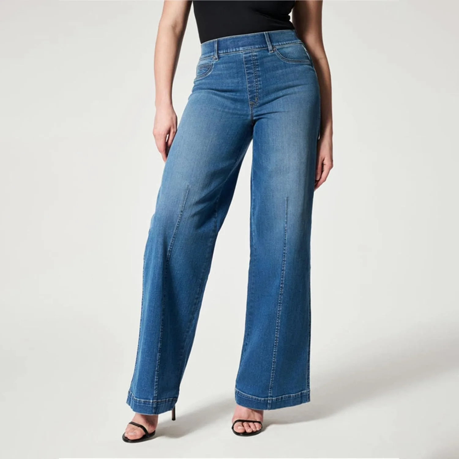Широкие джинсы женские high waisted baggy stretch straight leg — фото 3
