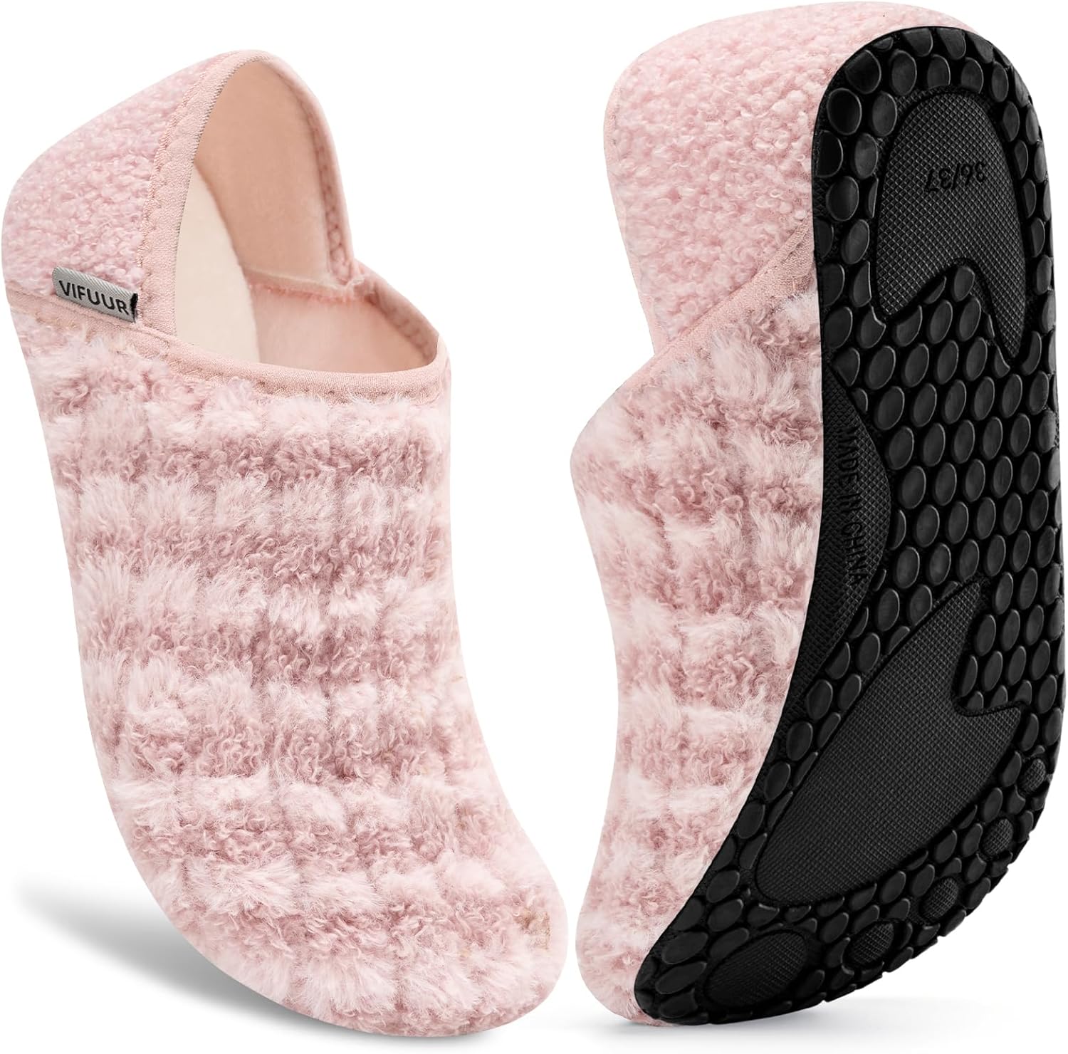 

Домашние тапочки VIFUUR для женщин и мужчин, носки-тапочки для дома, уютные пушистые тапочки, подходящие для спальни и путешествий, розовый