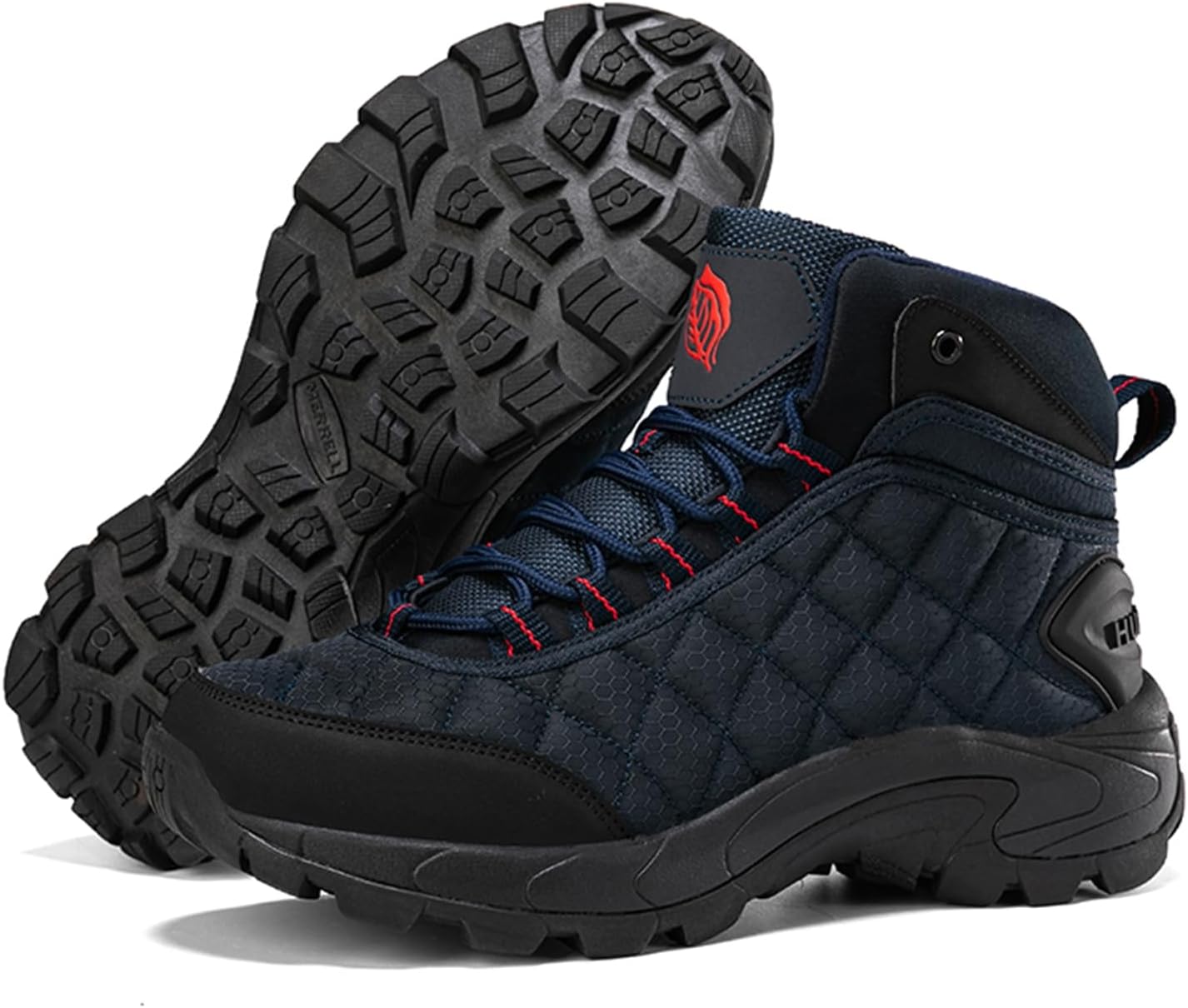 

Мужские дышащие сетчатые водонепроницаемые походные ботинки на шнуровке, высокие, с амортизацией и противоскользящей подошвой, тактические ботинки, подходят для кемпинга, исследований и работы Qaoterod, синий