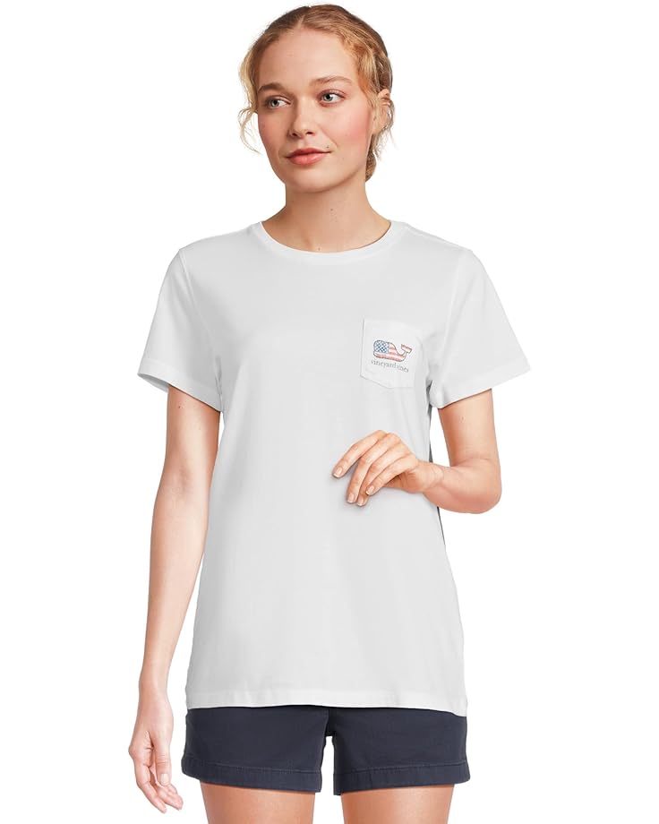 

Футболка Vineyard Vines New Flag Whale Short Sleeve Pocket Tee, цвет White Cap