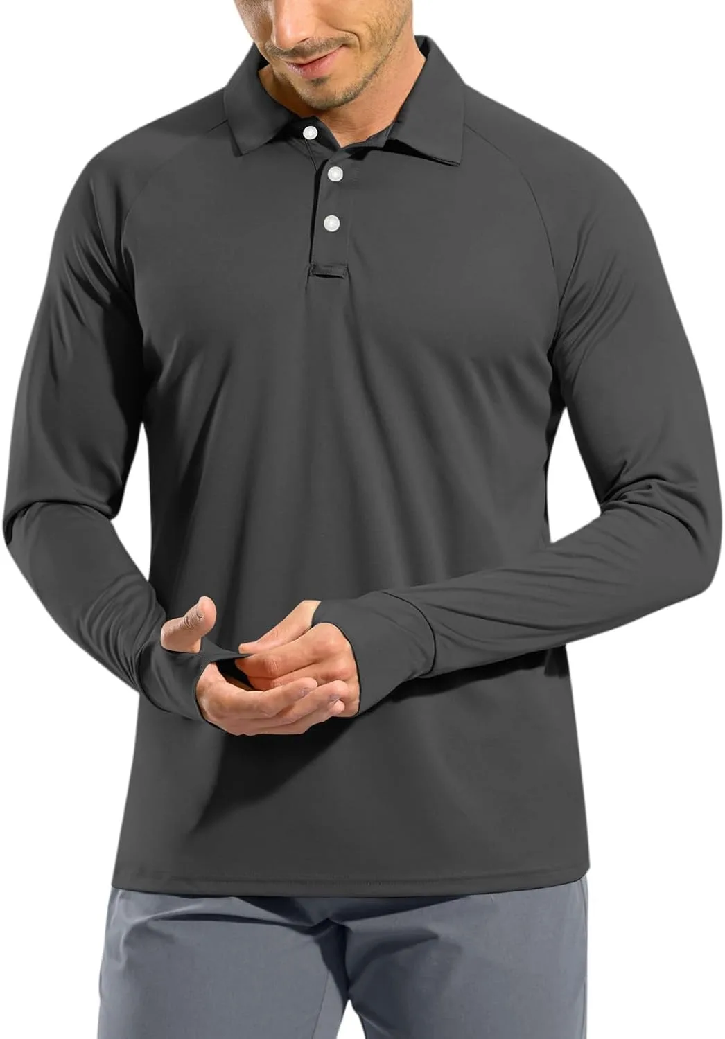 

DuDubaby мужская поло с длинным рукавом, UPF 50+, легкая