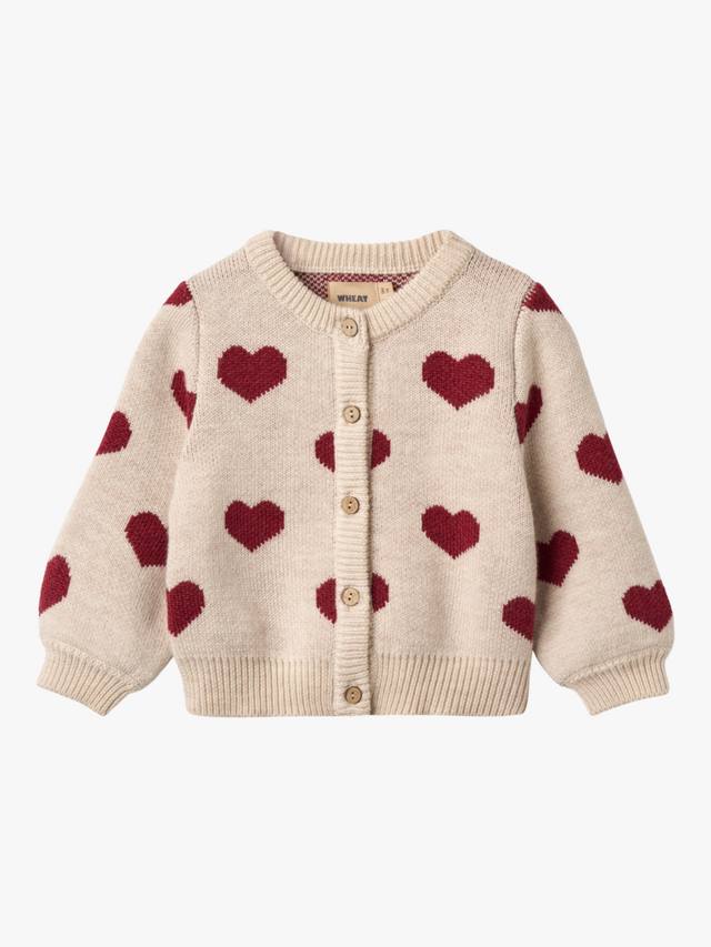 

Детский кардиган из чистой шерсти с сердечками WHEAT, Offwhite Melang