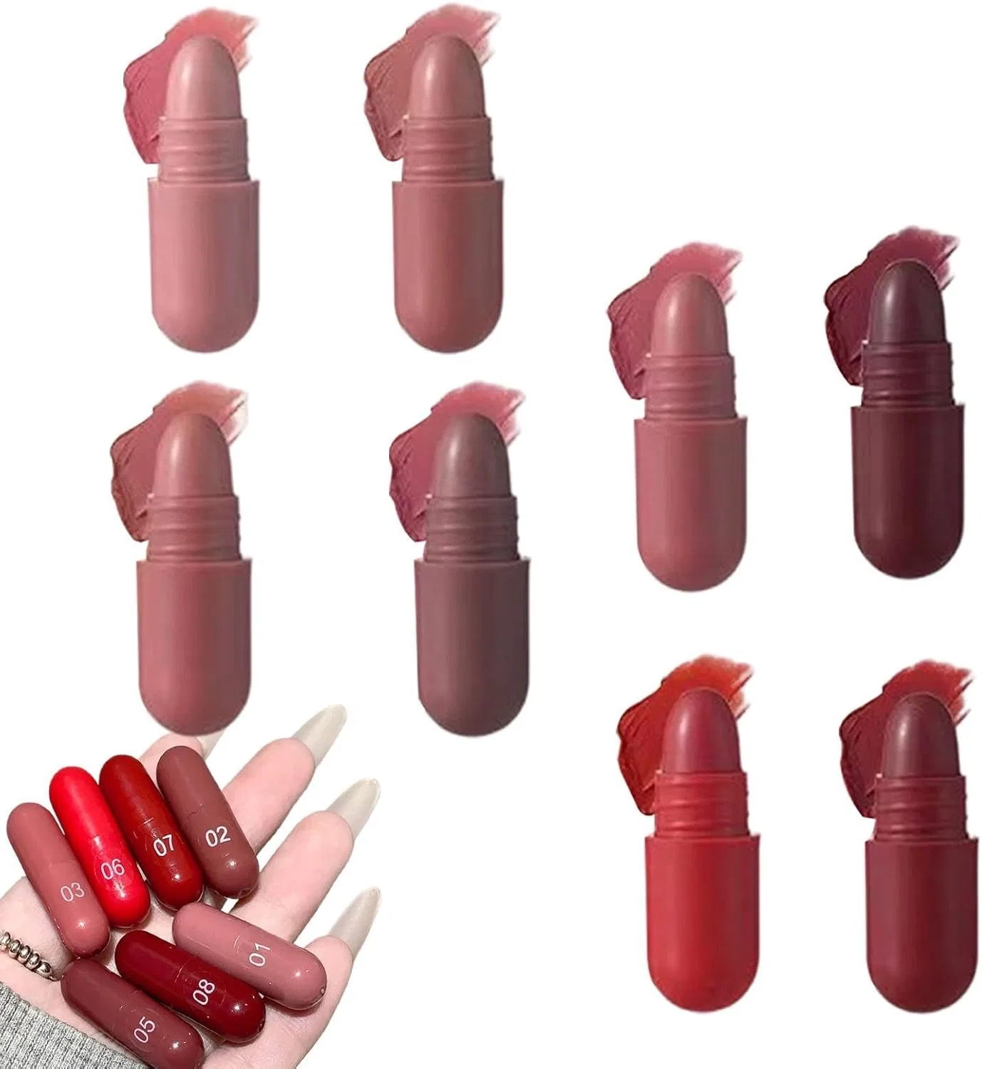 Набор мини-помад 8 цветов, матовые, бальзам, Travel Lipstick Set