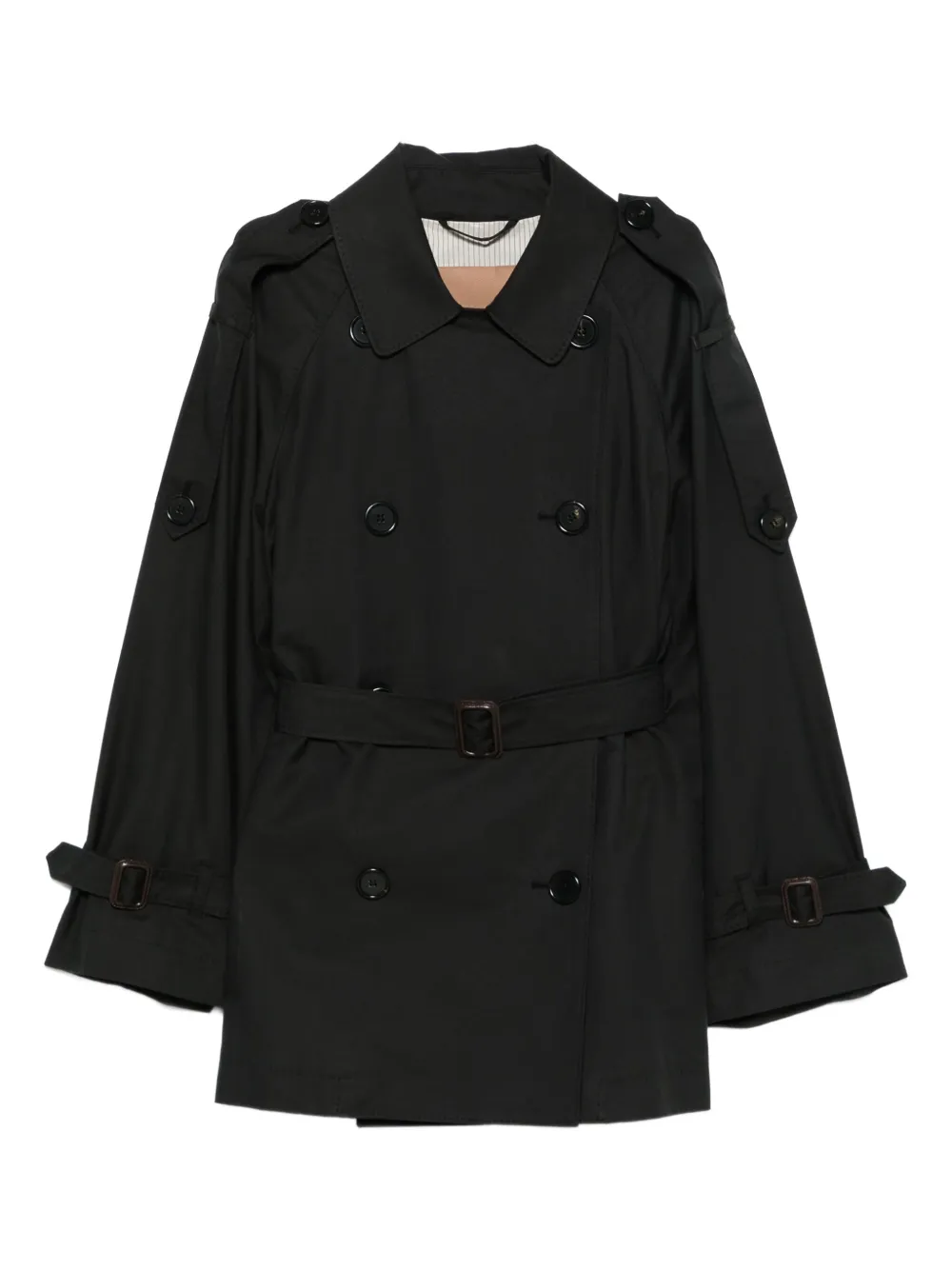 

Двубортный пиджак с поясом MAX MARA, черный