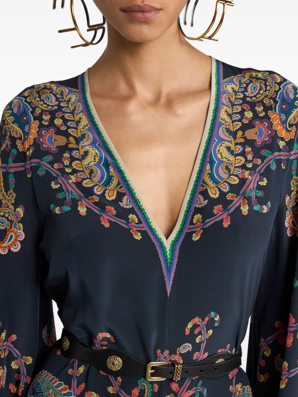 Платье с V-образным вырезом и узором "пейсли" Etro, синий — фото 4