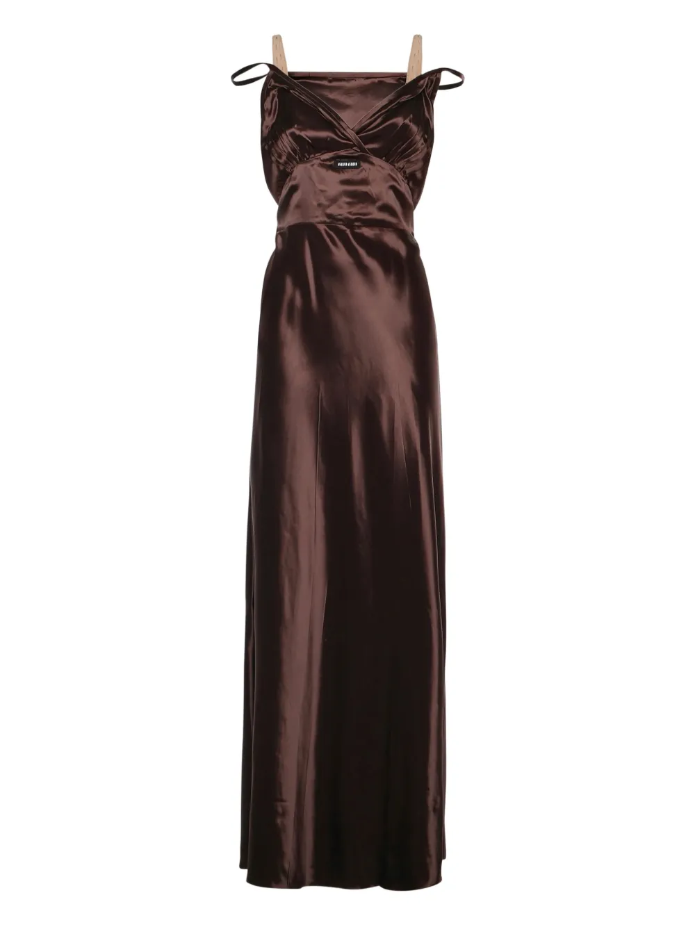 

Макси-платье с логотипом Miu Miu, коричневый