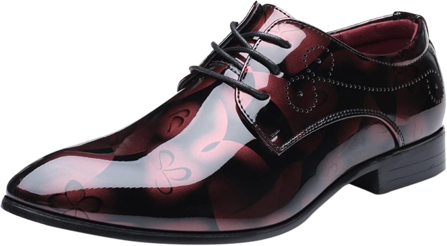 

Мужские туфли ZHOUYF Классические повседневные деловые формальные туфли Модные оксфорды с круглым носком из лакированной кожи с цветочным узором на шнуровке Танцевальные туфли для бальных и современных свадебных танцев для мужчин, красный