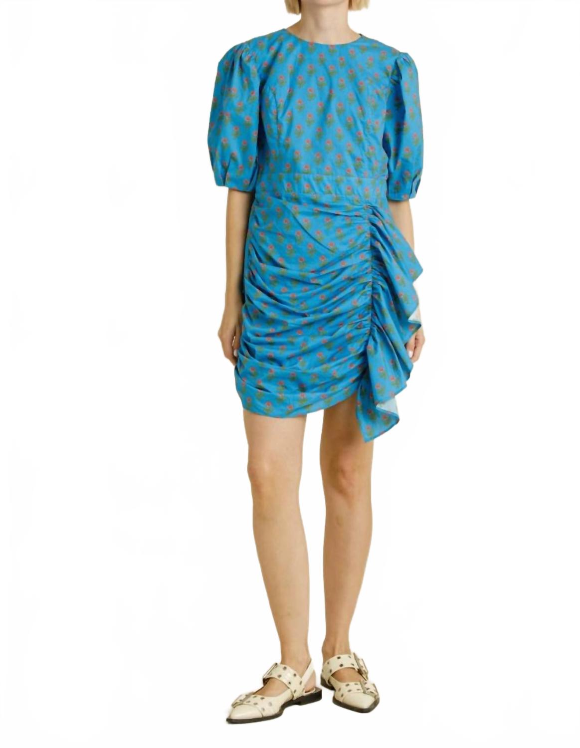 

Мини-платье с рюшами и поясом синего цвета Aureum, синий