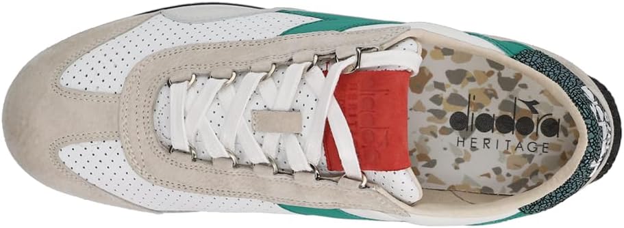 Мужские кроссовки Diadora Equipe Italia с шнуровкой, повседневные - зеленые, слоновая кость — фото 4