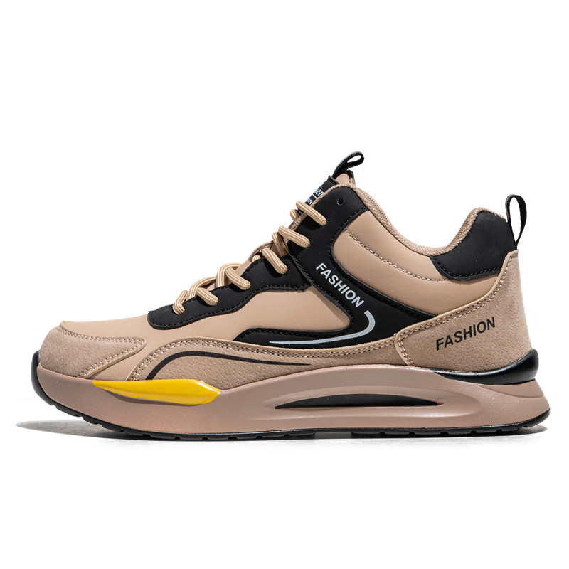 

MUSNODO Кроссовки мужские полувысокие повседневные с амортизацией и износостойкостью коричнево-черные, цвет Brown Black