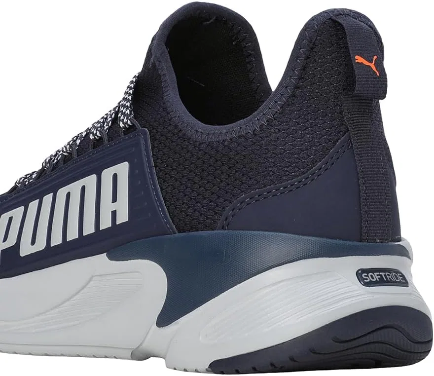 Мужские беговые кроссовки PUMA Softride Premier Slip On с широкой колодкой, Navy Platinum Gray Ultra Orange — фото 4