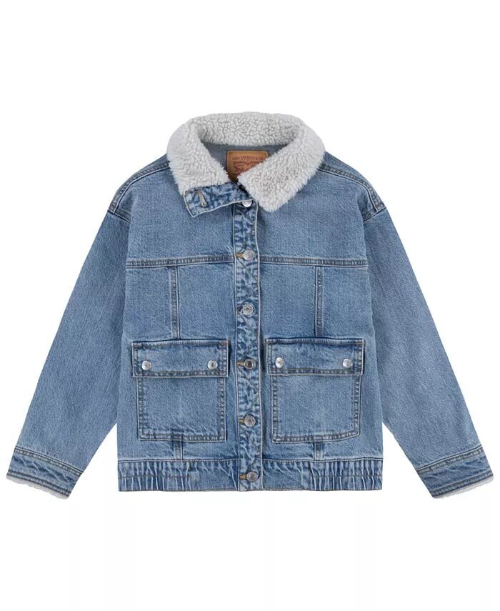 

Джинсовая куртка с воротником из шерпы для больших девочек Levi's