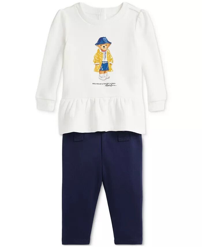 

Комплект из флиса с толстовкой и леггинсами Polo Bear для малышей Polo Ralph Lauren, белый