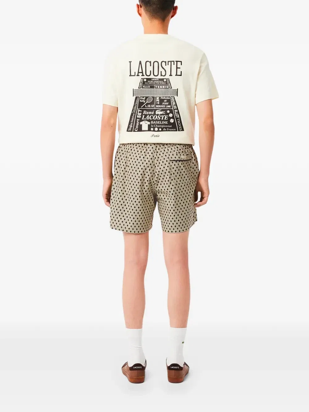 Шорты с геометричным принтом Lacoste, бежевый — фото 4