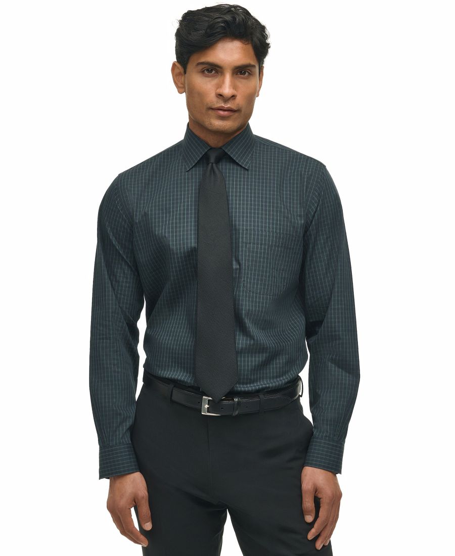 

Мужская рубашка Brooks Brothers в клетку, прямого кроя, с отложным воротником Brooks Brothers, Navy Multi