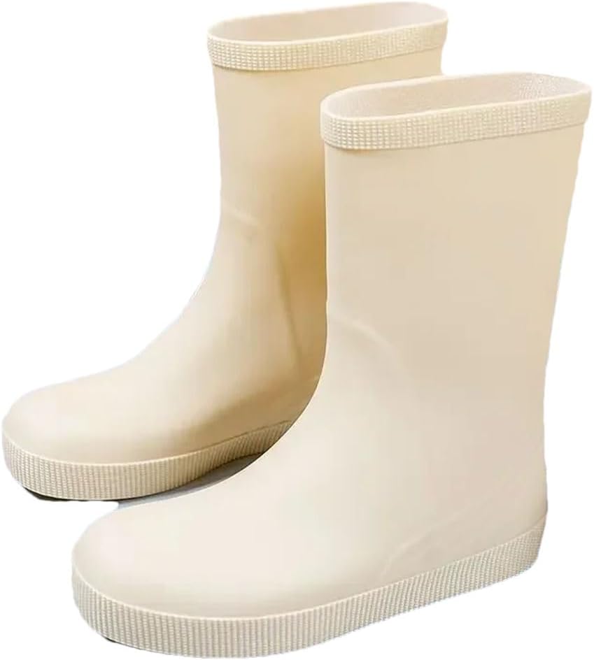 

Мужские водонепроницаемые и противоскользящие ботинки для рыбалки, комфортные ПВХ ботинки, стойкие к износу, резиновые дождевые ботинки с низким каблуком для работы Generic, бежевый