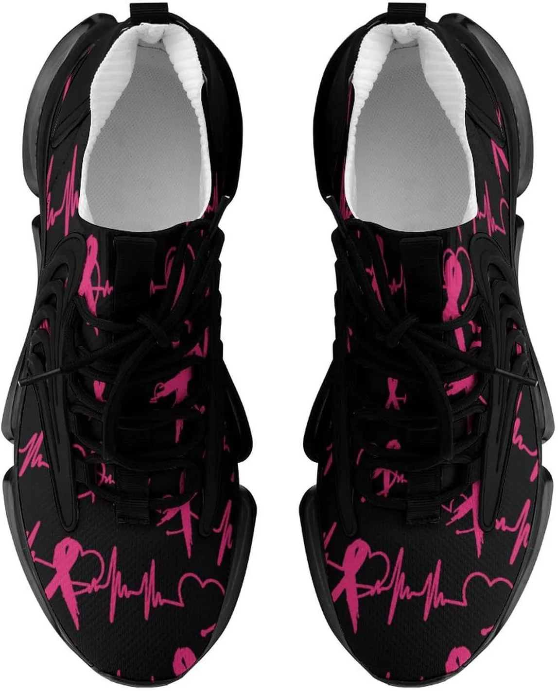 

Кроссовки женские легкие с лентой в форме сердцебиения при раке груди, для бега, тенниса, ходьбы, спорта, тренажерного зала и путешествий, мужские FORSJHSA