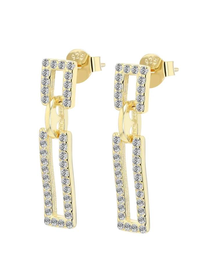 

Adeliás Женские серьги-гвоздики из серебра 925 пробы с фианитами в золотой оправе