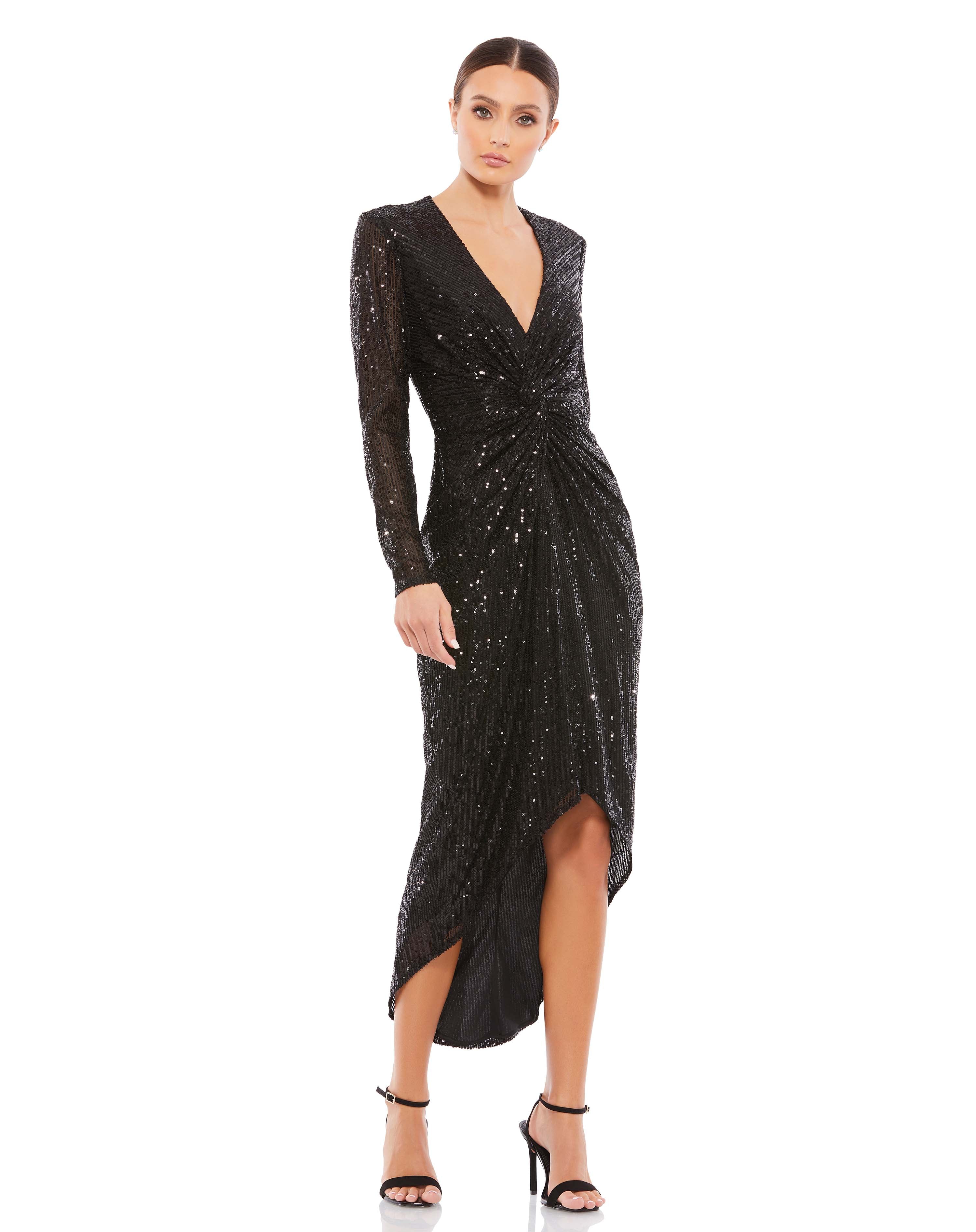 

Платье миди с длинными рукавами и пайетками Ieena for Mac Duggal, черный