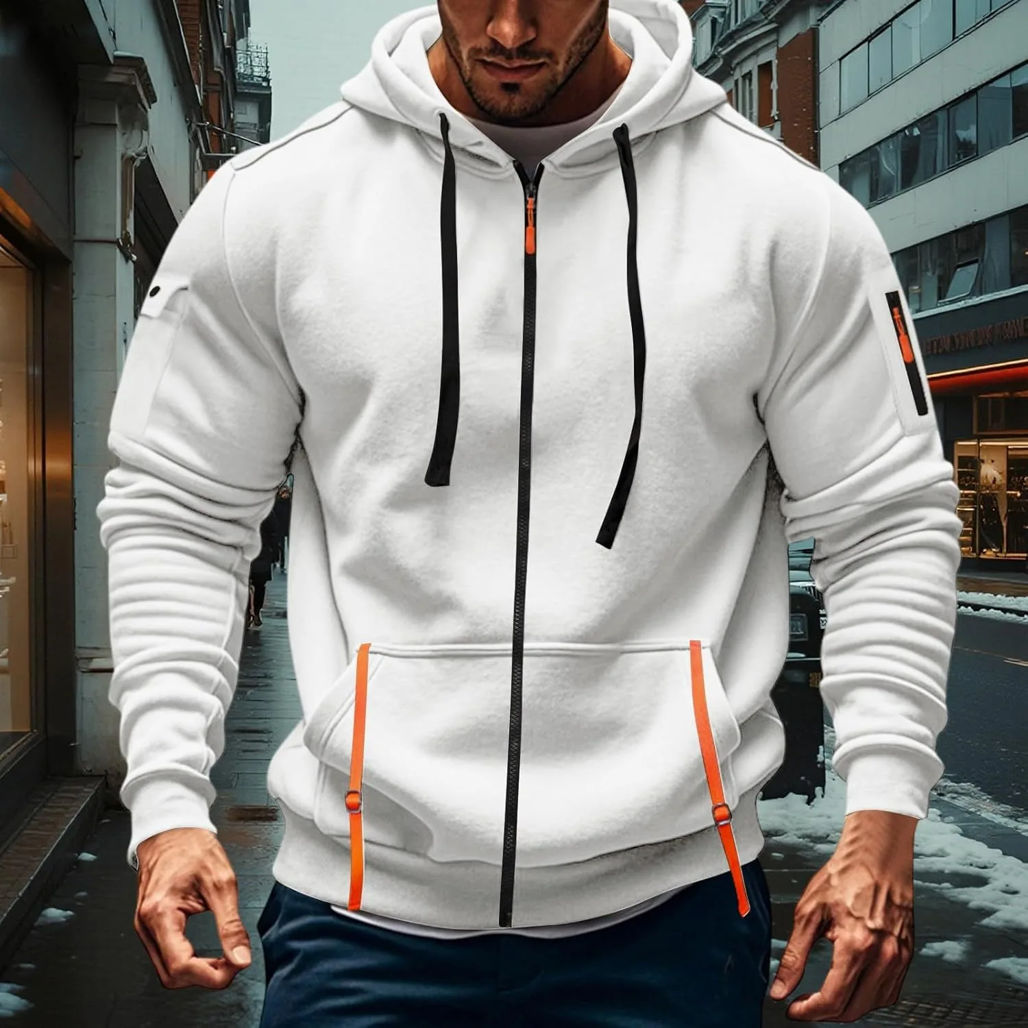 Мужская тактическая толстовка с капюшоном и карманами, Full Zip, S-5XL — фото 2