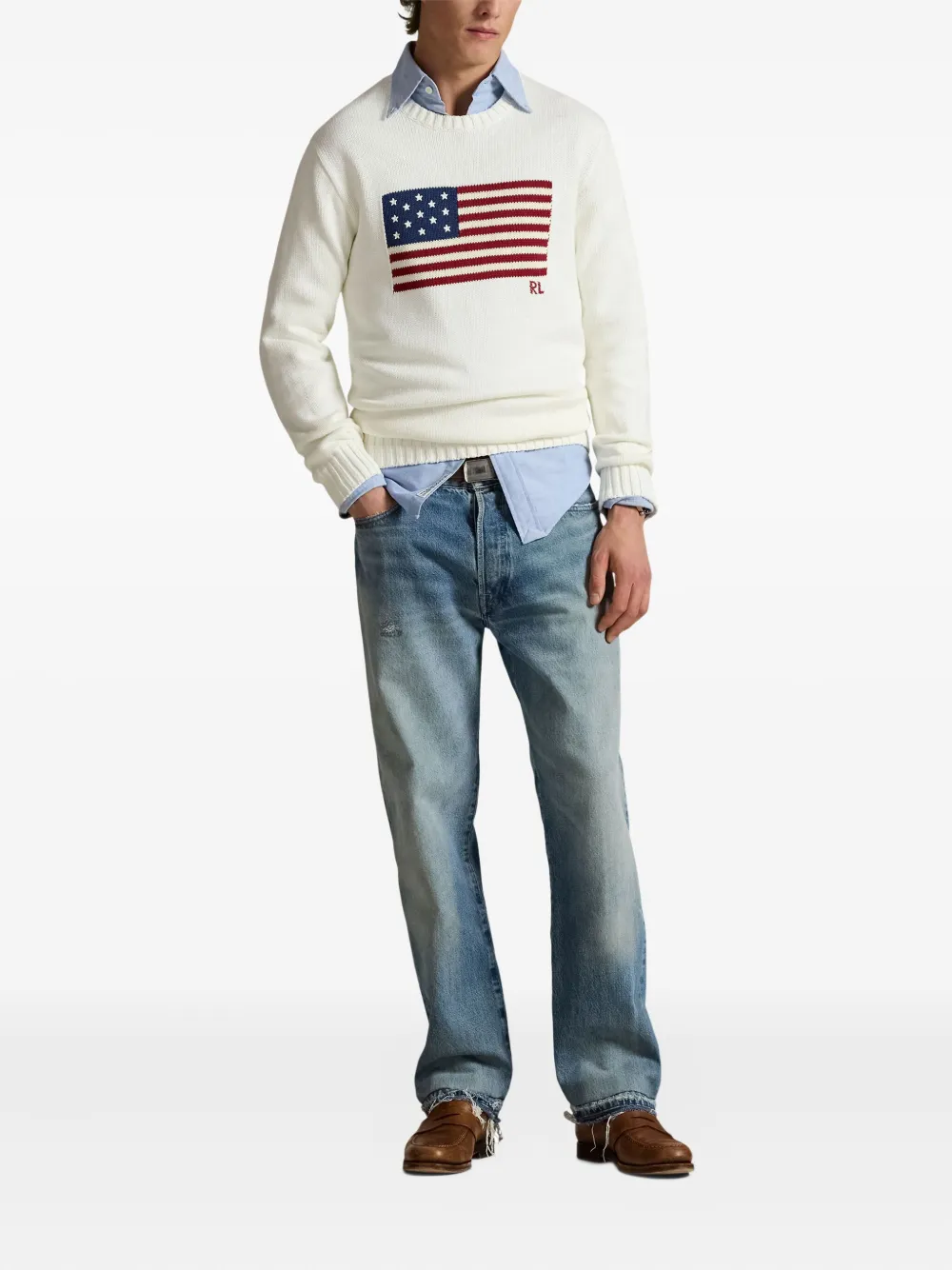 Свитер с круглым вырезом POLO RALPH LAUREN, белый — фото 2