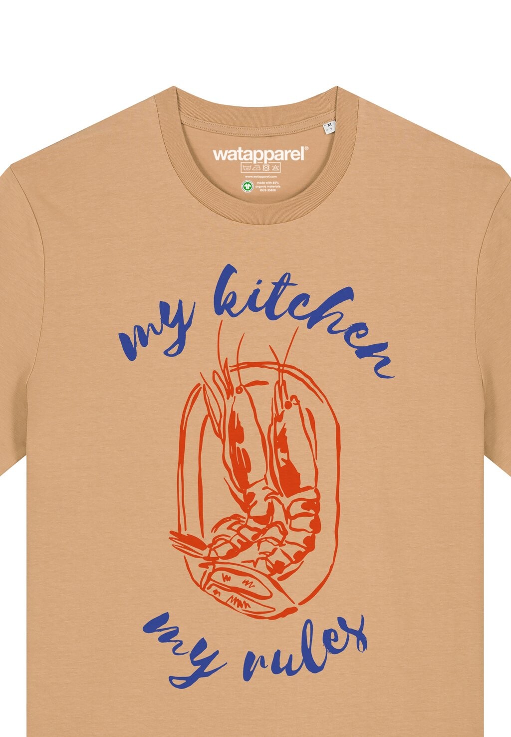 

Футболка с принтом MY KITCHEN MY RULES watapparel, бежевый