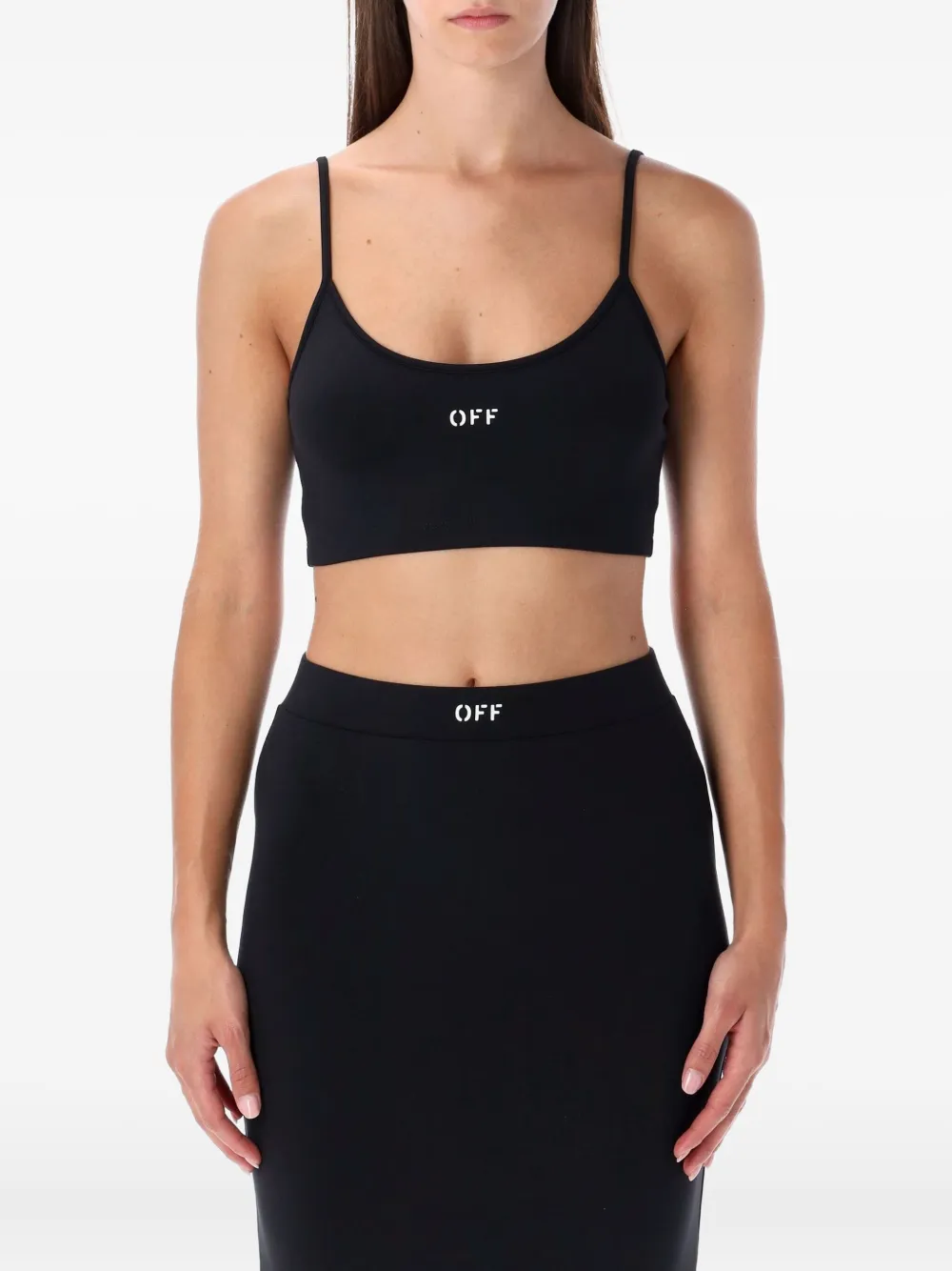 

Элегантный укороченный топ на тонких бретелях OFF-WHITE, черный