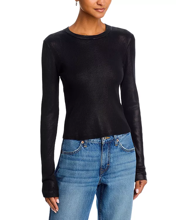 

Детская футболка с длинным рукавом в стиле 90-х с фольгированным покрытием Re/Done, черный