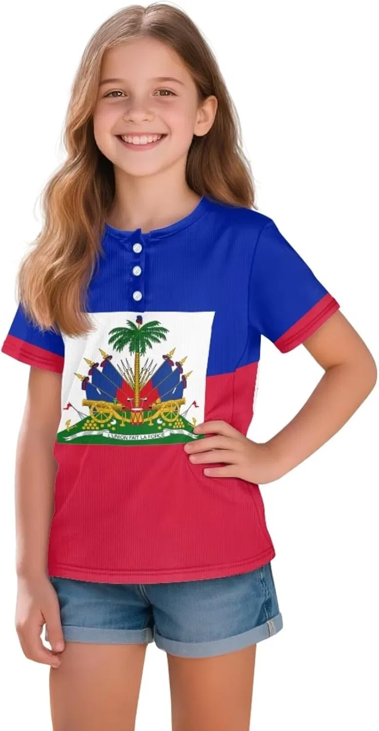 Футболка детская с принтом Gzzxiailg, цвет Haiti Flag